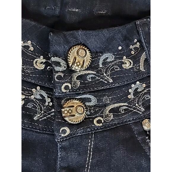 RARE Rimos Republic Jeans Size 10 Straight Leg 90s Y2K Embellished Dark Wash - Picture 4 of 10